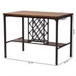 Baxton Studio Vintner Brown and Black Pub Table with Built-In Wine Cage