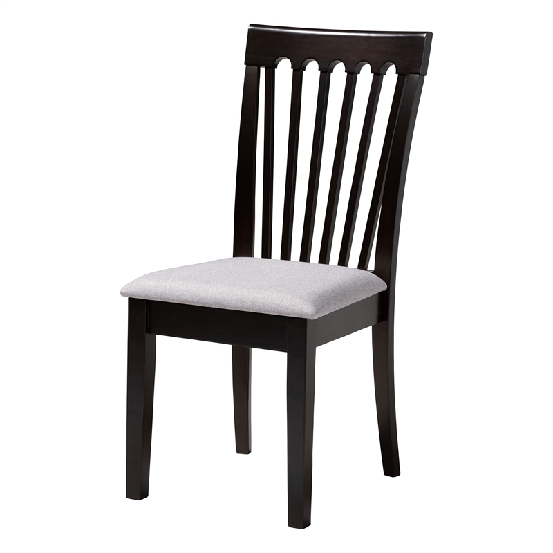 Baxton Studio Bailey Grey Fabric and Dark Brown Wood 5-Piece Dining Set