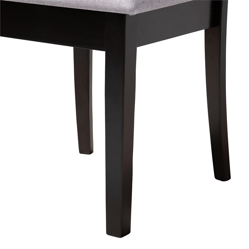 Baxton Studio Bailey Grey Fabric and Dark Brown Wood 5-Piece Dining Set