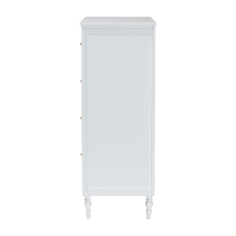 Baxton Studio Roni Modern White Wood 4-Drawer Chest with Scalloped Edges