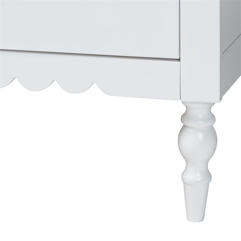 Baxton Studio Roni Modern White Wood 4-Drawer Chest with Scalloped Edges