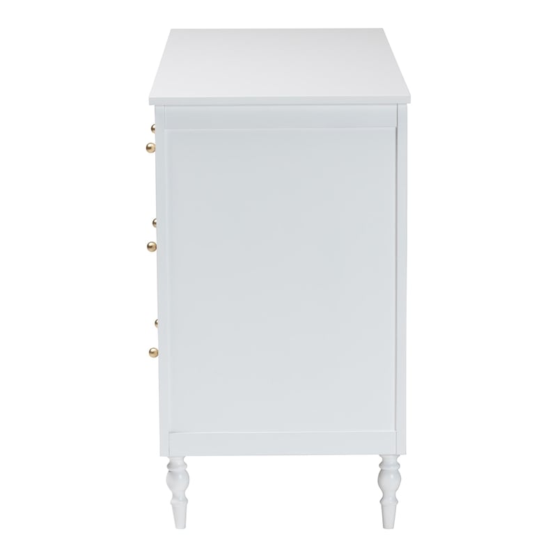 Baxton Studio Roni Modern White Wood 7-Drawer Dresser with Scalloped Edges