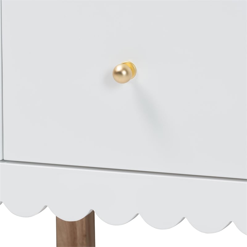Baxton Studio Roni Modern White Wood 7-Drawer Dresser with Scalloped Edges