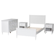 Baxton Studio Roni White Wood 4-Piece Full Bedroom Set with Two Nightstands