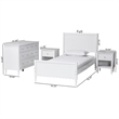 Baxton Studio Roni White Wood 4-Piece Full Bedroom Set with Two Nightstands