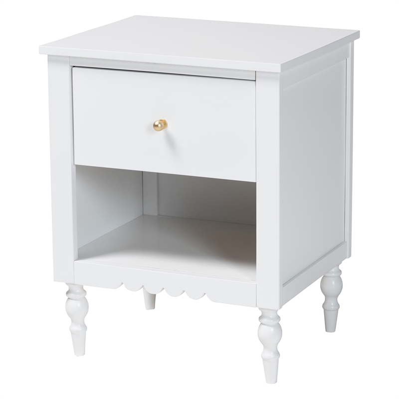 Baxton Studio Roni White Wood 4-Piece Full Bedroom Set with Two Nightstands