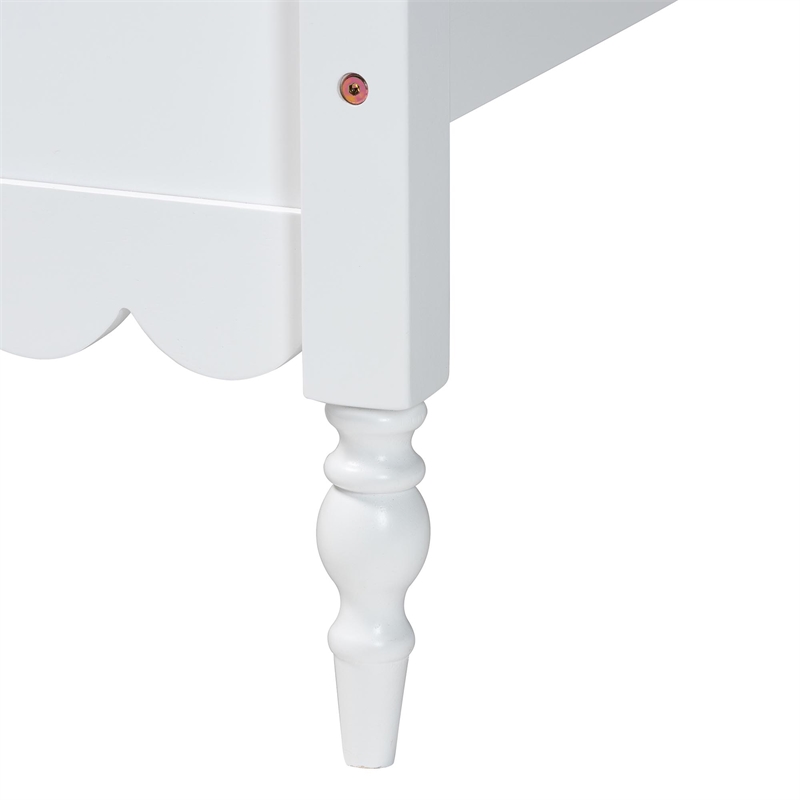 Baxton Studio Roni White Wood 4-Piece Full Bedroom Set with Two Nightstands