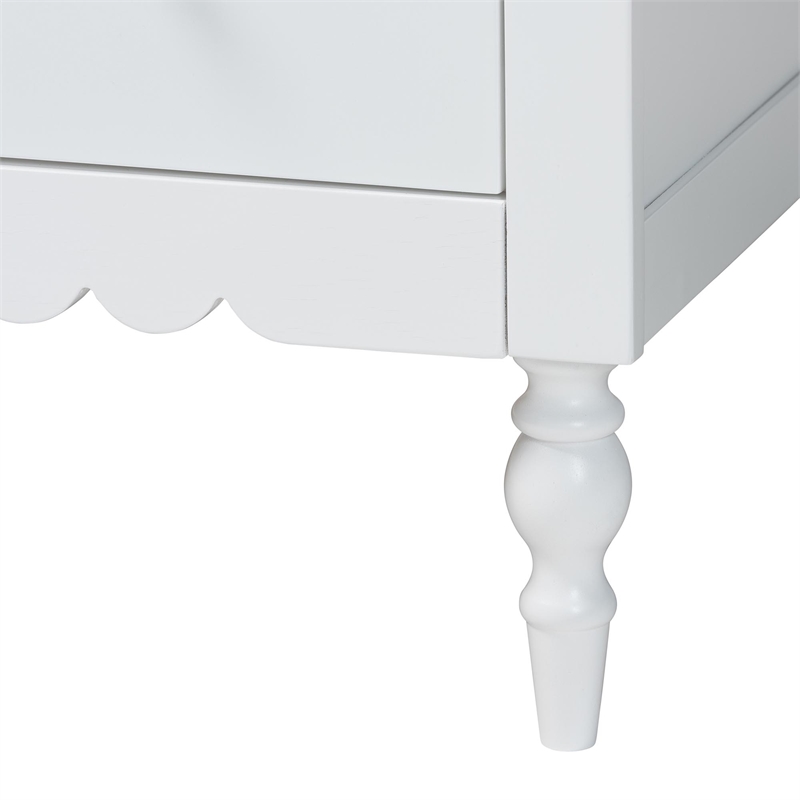 Baxton Studio Roni White Wood 4-Piece Full Bedroom Set with Scalloped Edges