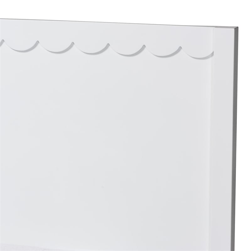 Baxton Studio Roni White Wood 4-Piece Full Bedroom Set with Scalloped Edges