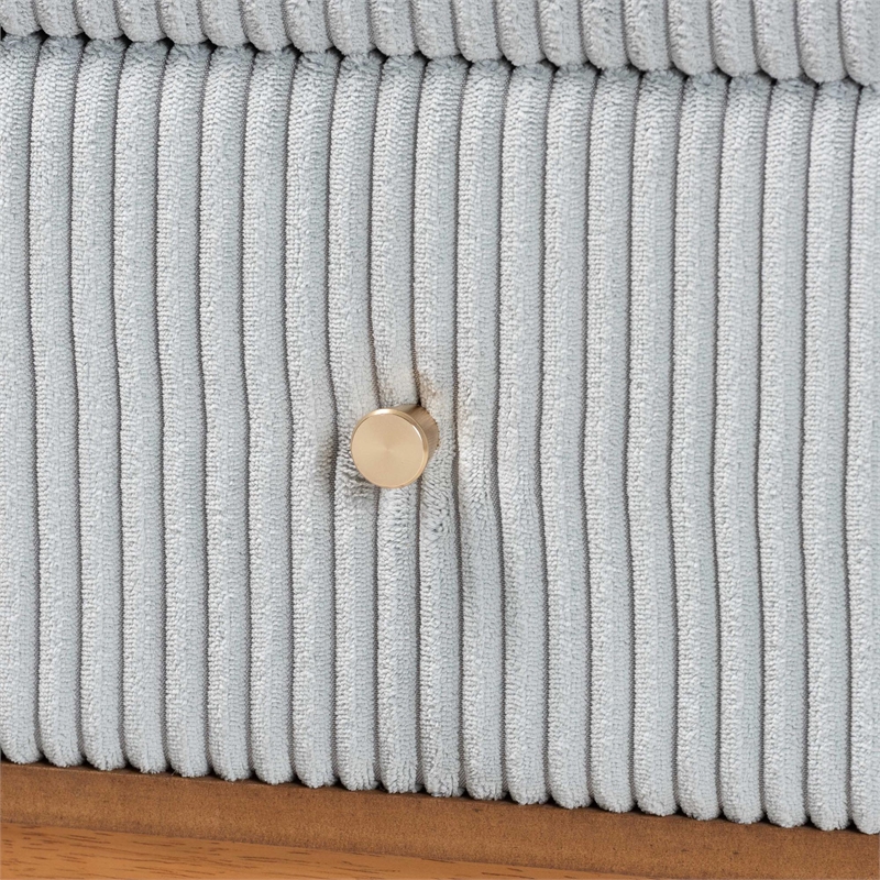 Baxton Studio Taylin Gray Corduroy and Oak Brown Wood 2-Drawer Nightstand