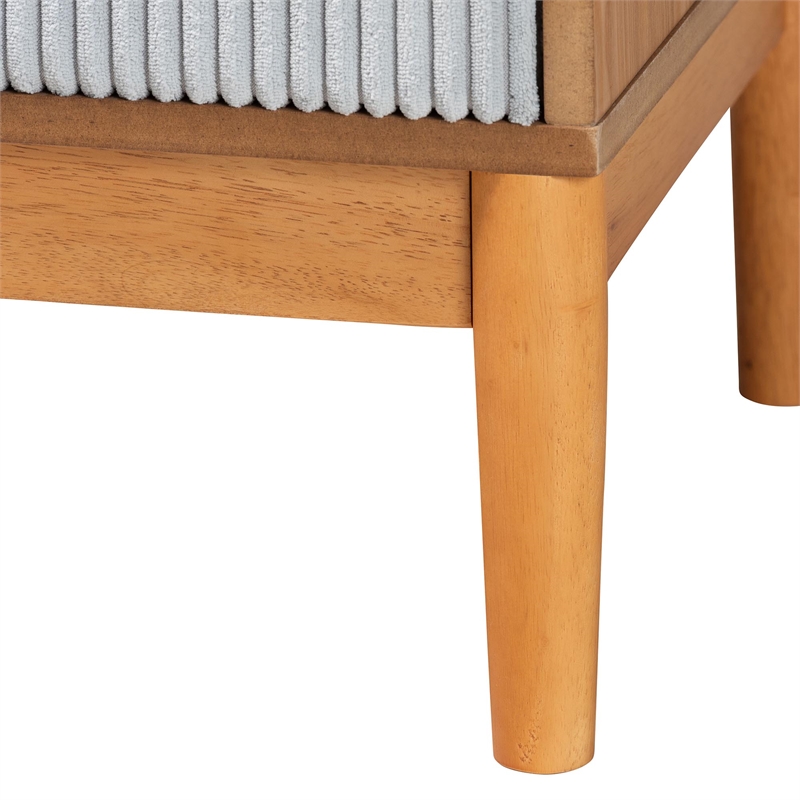 Baxton Studio Taylin Gray Corduroy and Oak Brown Wood 2-Drawer Nightstand