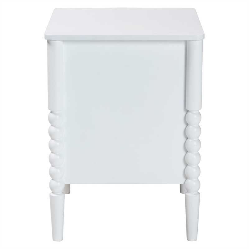 Baxton Studio Lucera Mid-Century White 2-Drawer Bobbin Nightstand