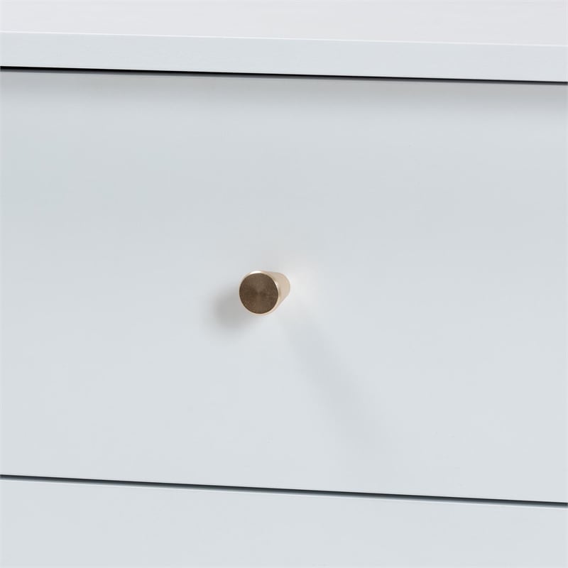 Baxton Studio Lucera Mid-Century White 2-Drawer Bobbin Nightstand