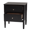 Baxton Studio Lucera Mid-Century Black 2-Drawer Bobbin Nightstand