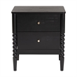 Baxton Studio Lucera Mid-Century Black 2-Drawer Bobbin Nightstand