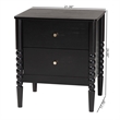 Baxton Studio Lucera Mid-Century Black 2-Drawer Bobbin Nightstand