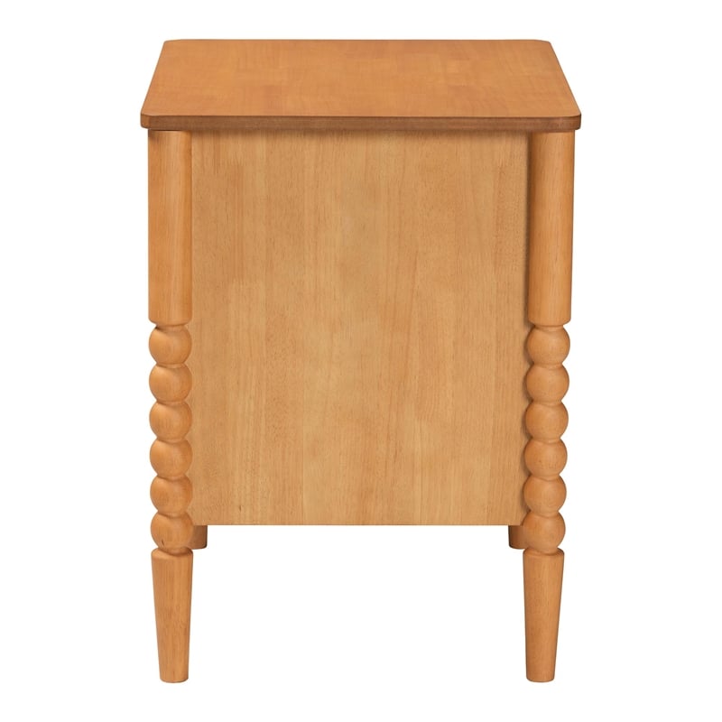 Baxton Studio Lucera Mid-Century Oak Brown 2-Drawer Bobbin Nightstand