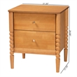 Baxton Studio Lucera Mid-Century Oak Brown 2-Drawer Bobbin Nightstand