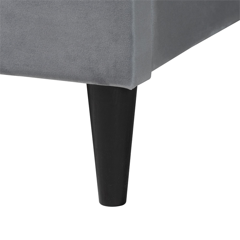 Baxton Studio Payne Modern Glam Gray Velvet and Dark Brown Wood Queen Bed