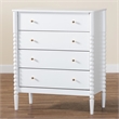 Baxton Studio Lucera Mid-Century White Bobbin Wood 4-Drawer Chest
