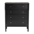 Baxton Studio Lucera Mid-Century Black Bobbin Wood 4-Drawer Chest
