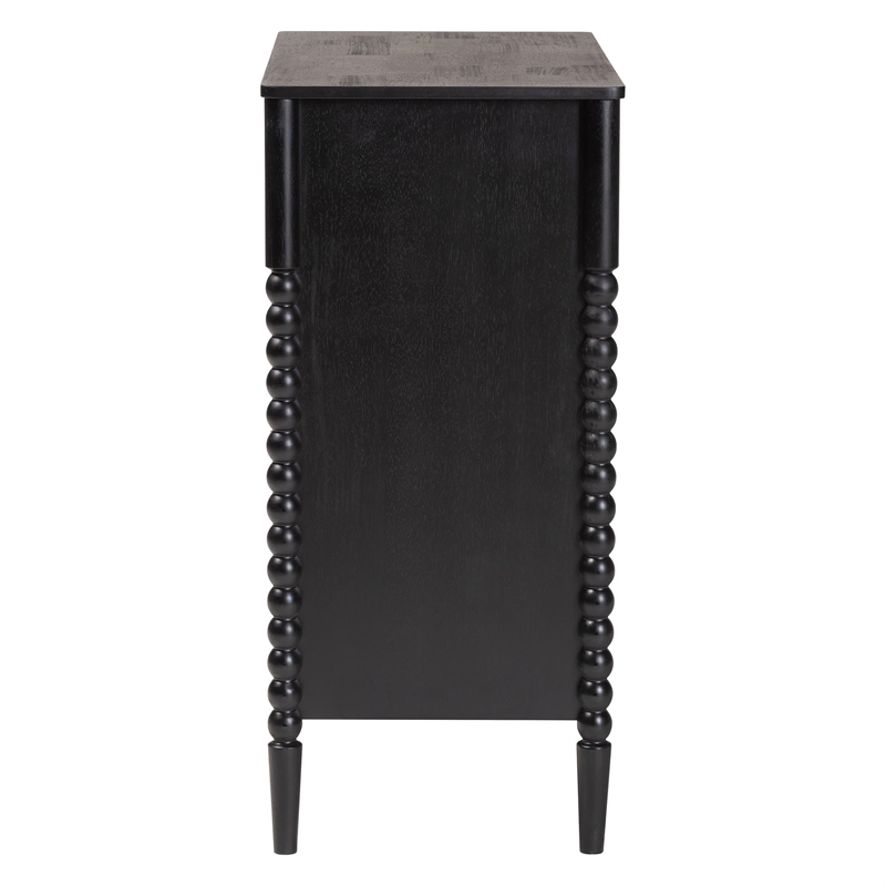 Baxton Studio Lucera Mid-Century Black Bobbin Wood 4-Drawer Chest