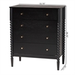 Baxton Studio Lucera Mid-Century Black Bobbin Wood 4-Drawer Chest