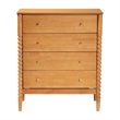 Baxton Studio Lucera Mid-Century Oak Brown Bobbin Wood 4-Drawer Chest