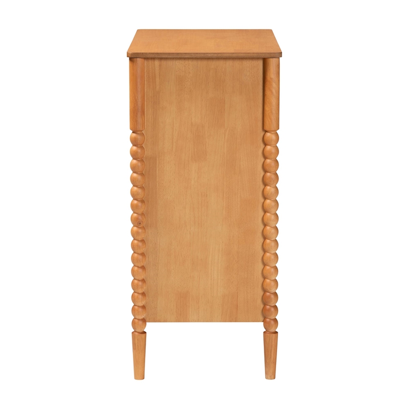 Baxton Studio Lucera Mid-Century Oak Brown Bobbin Wood 4-Drawer Chest