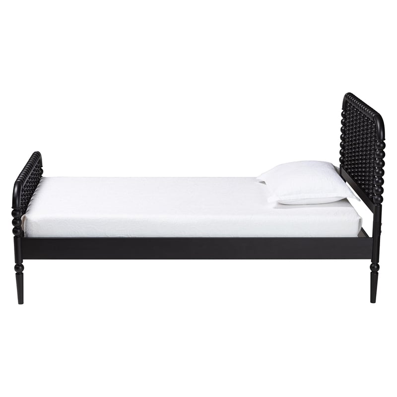 Baxton Studio Lucera Mid-Century Black Twin Size Bobbin Bed
