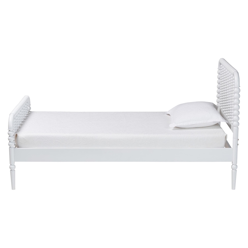 Baxton Studio Lucera Mid-Century White Twin Size Bobbin Bed