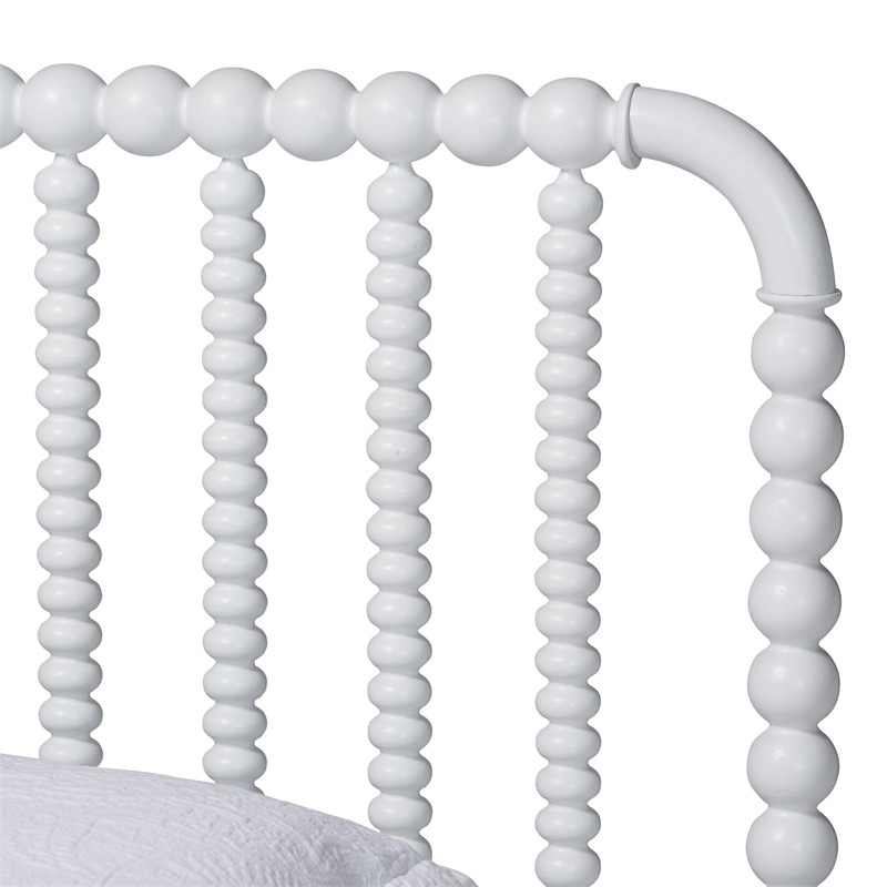 Baxton Studio Lucera Mid-Century White Twin Size Bobbin Bed