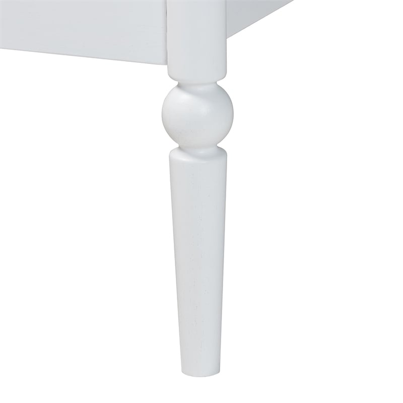 Baxton Studio Lucera Mid-Century White Twin Size Bobbin Bed