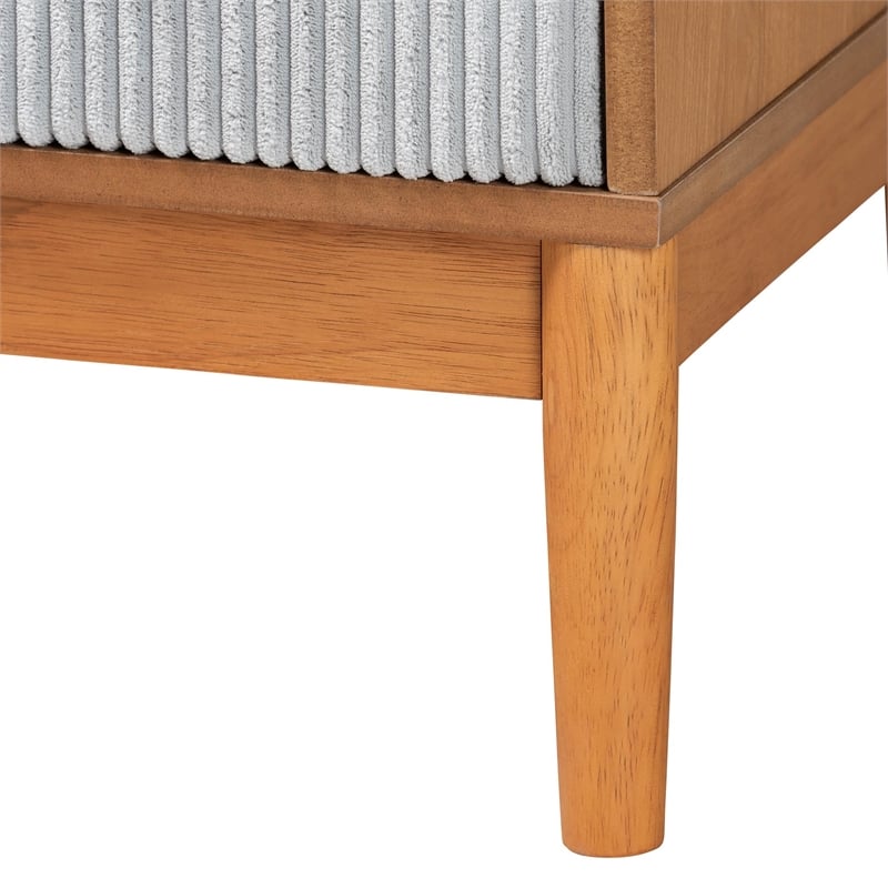 Baxton Studio Taylin Gray Corduroy and Oak Brown Wood 4-Drawer Chest