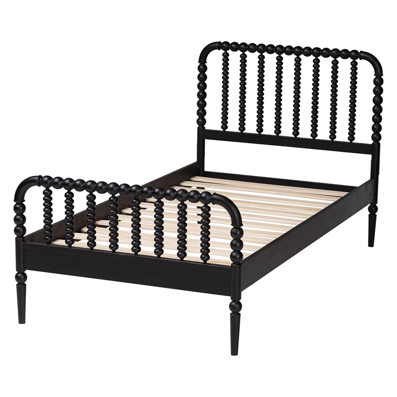Baxton Studio Lucera Mid-Century Black Full Size Bobbin Bed