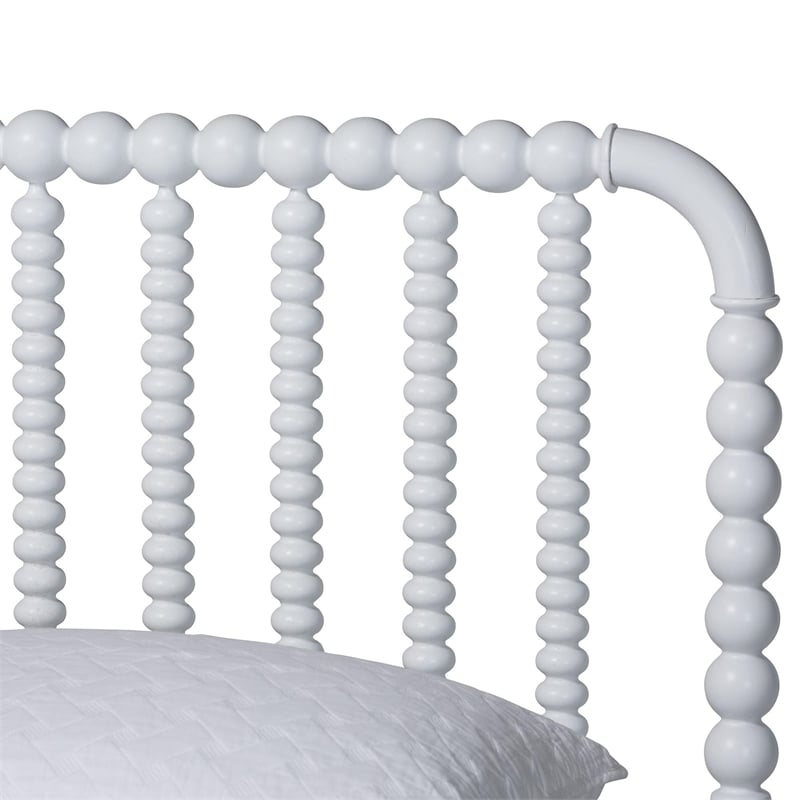 Baxton Studio Lucera Mid-Century White Queen Size Bobbin Bed