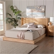 Baxton Studio Glennis Brown Wood Queen Size Platform Bed with Woven Rattan