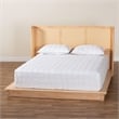 Baxton Studio Glennis Brown Wood Queen Size Platform Bed with Woven Rattan