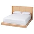 Baxton Studio Glennis Brown Wood Queen Size Platform Bed with Woven Rattan