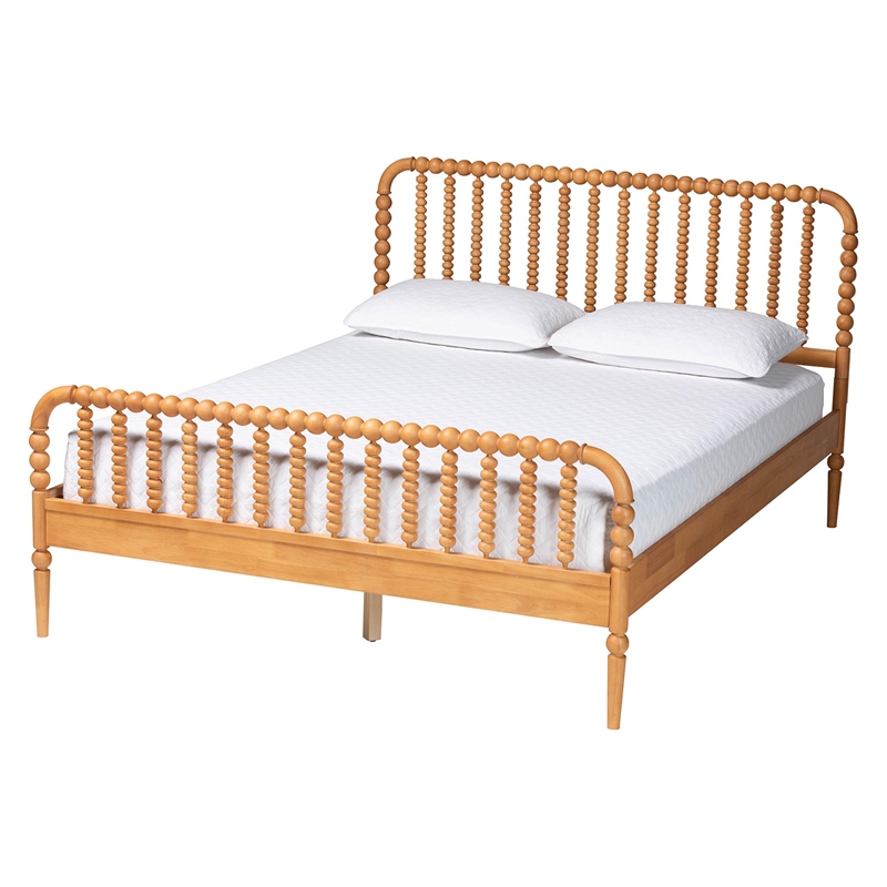 Baxton Studio Lucera Oak Brown Queen Size 3-Piece Bobbin Bedroom Set