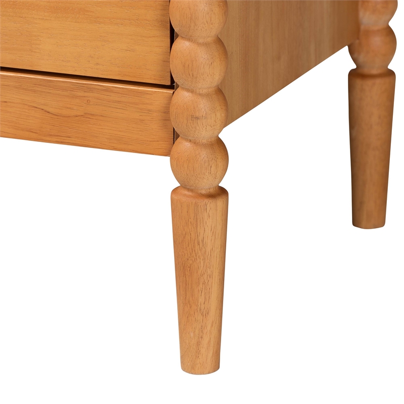 Baxton Studio Lucera Oak Brown Queen Size 3-Piece Bobbin Bedroom Set
