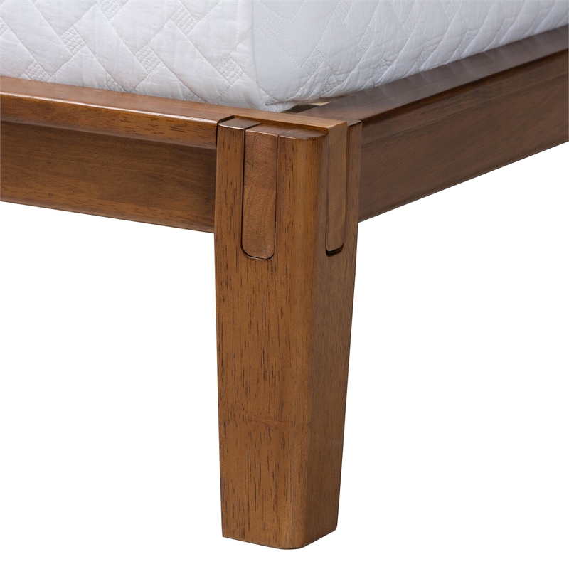 Baxton Studio Mariette Dark Gray Teddy Fabric and Walnut Brown Wood Queen Bed