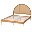 Baxton Studio Wrenley Japandi Oak Brown Wood Queen Bed with Antique Rattan