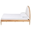 Baxton Studio Dawson Japandi Cream Teddy Fabric and Oak Brown Wood Queen Bed