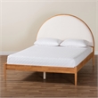 Baxton Studio Dawson Japandi Cream Teddy Fabric and Oak Brown Wood Queen Bed