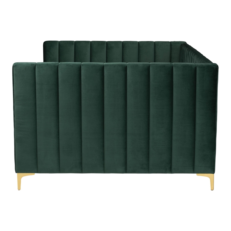 Baxton Studio Oksana Emerald Green Velvet and Gold Metal Full Daybed