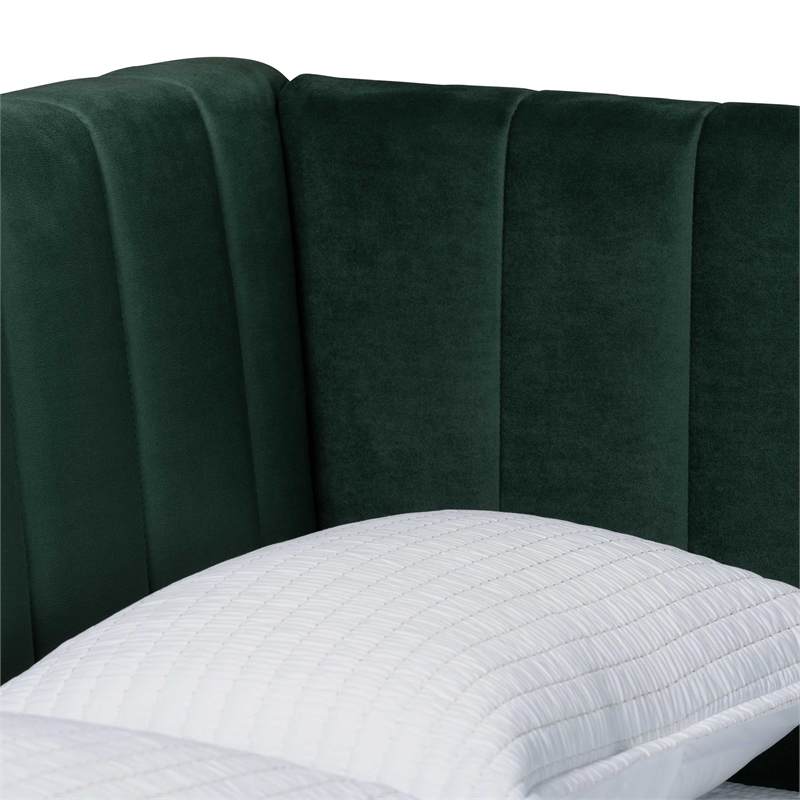 Baxton Studio Oksana Emerald Green Velvet and Gold Metal Full Daybed