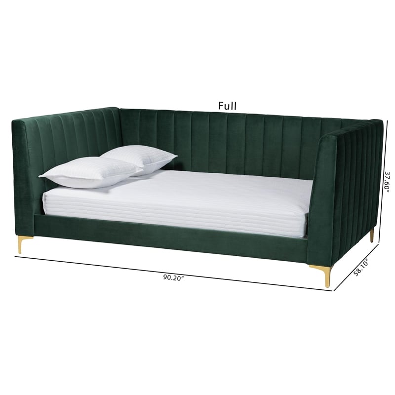Baxton Studio Oksana Emerald Green Velvet and Gold Metal Full Daybed
