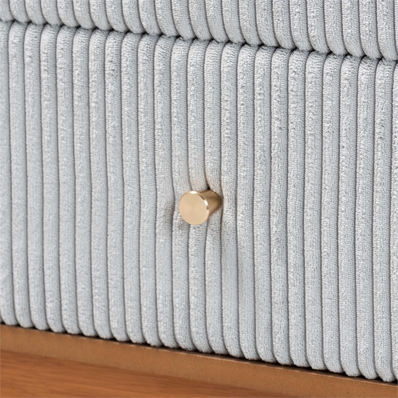 Baxton Studio Taylin Gray Corduroy and Oak Brown Wood Queen 5-Piece Bedroom Set