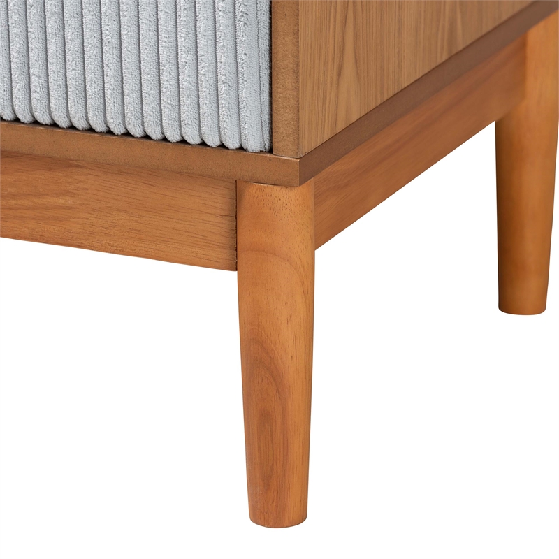 Baxton Studio Taylin Gray Corduroy and Oak Brown Wood Queen 5-Piece Bedroom Set